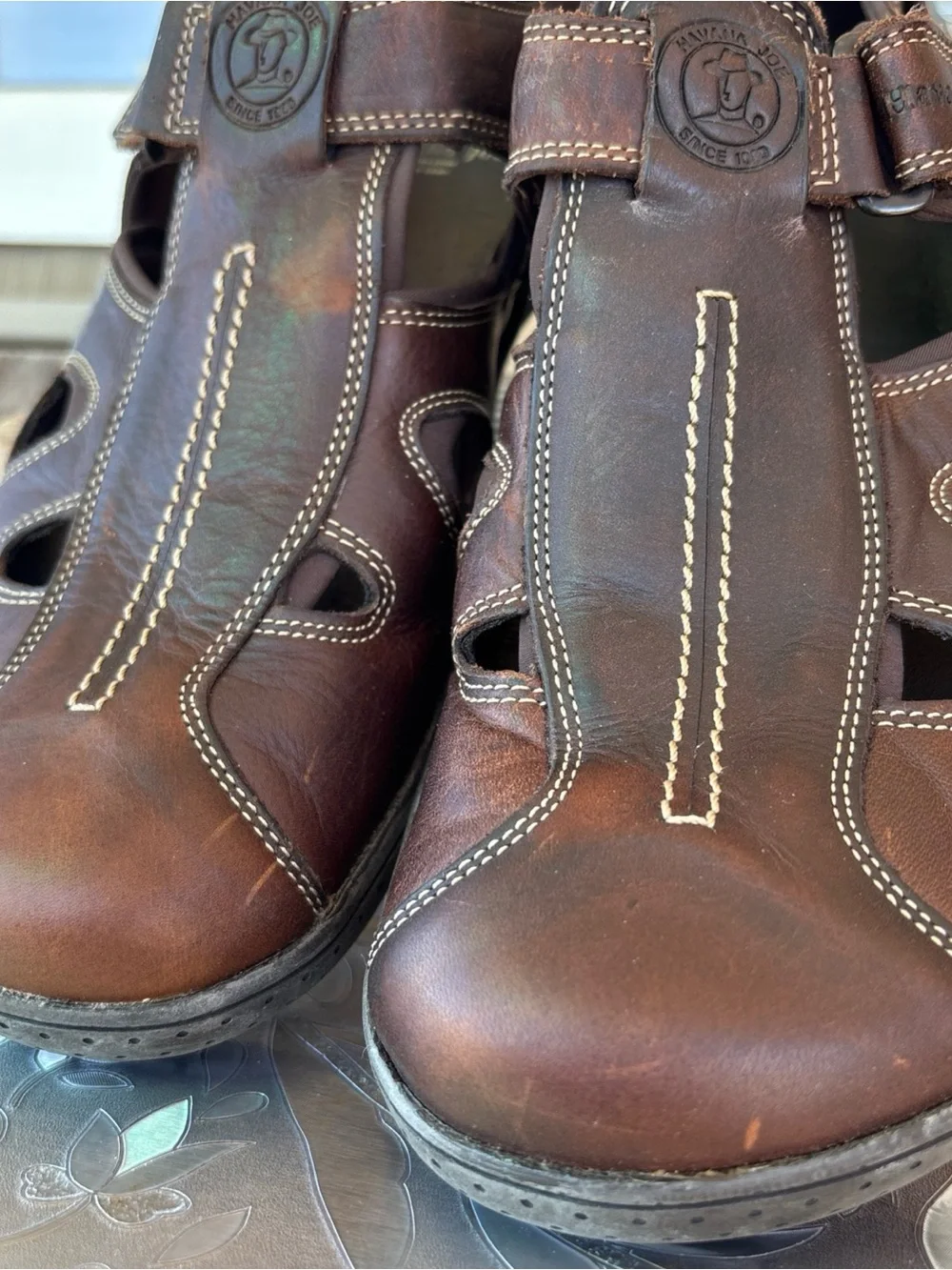 Men's Brown Leather Fisherman Sandals with Secure Strap Euro 44/US 11